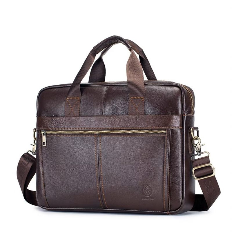 Bolsas Ombro Masculinas Organizador Quadrado Couro Luxo - Preto