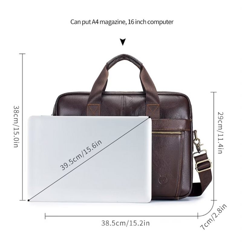 Bolsas Ombro Masculinas Organizador Quadrado Couro Luxo - Preto