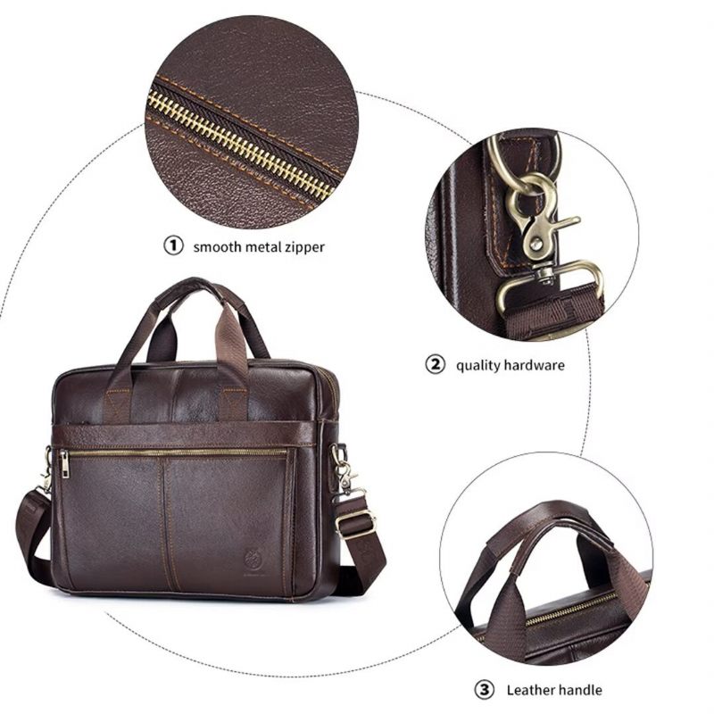 Bolsas Ombro Masculinas Organizador Quadrado Couro Luxo - Preto