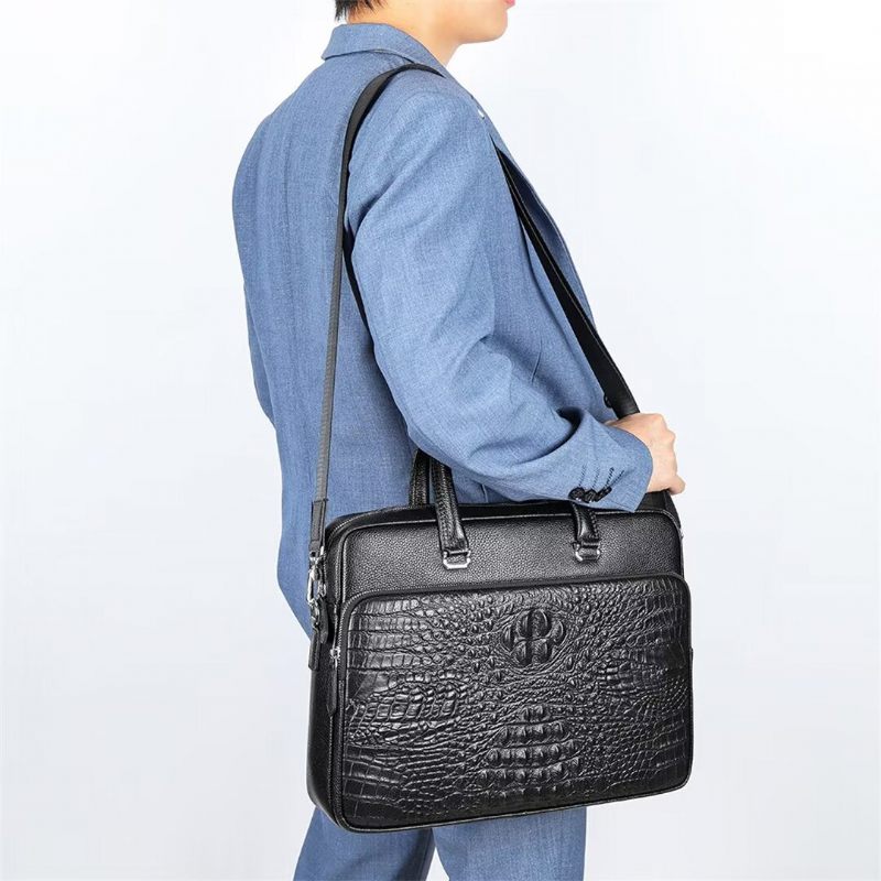 Bolsas Ombro Masculinas Pinnacle Prestige Alligator Tote - Preto