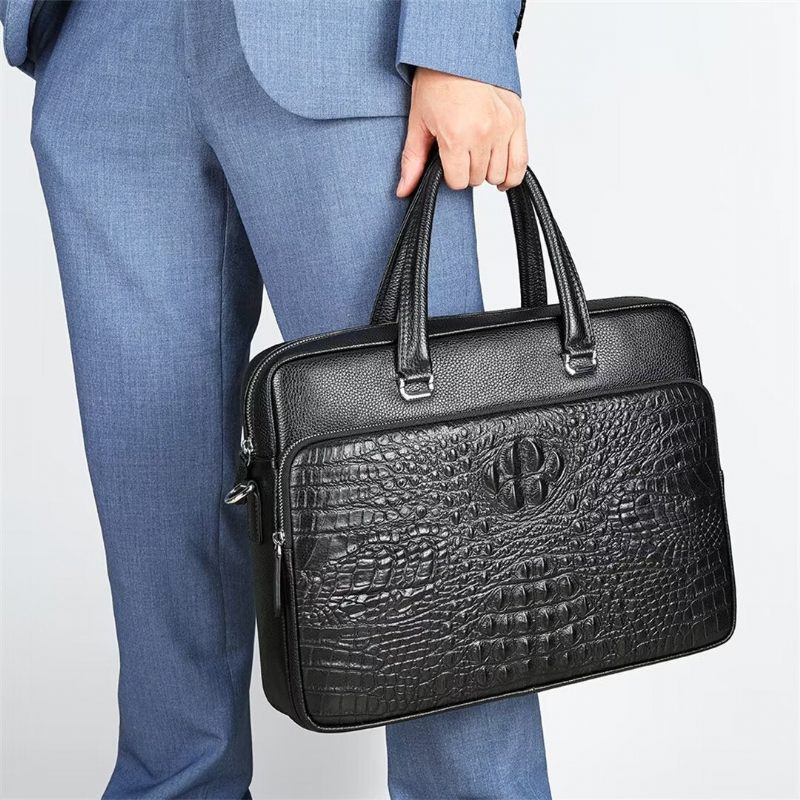 Bolsas Ombro Masculinas Pinnacle Prestige Alligator Tote - Preto