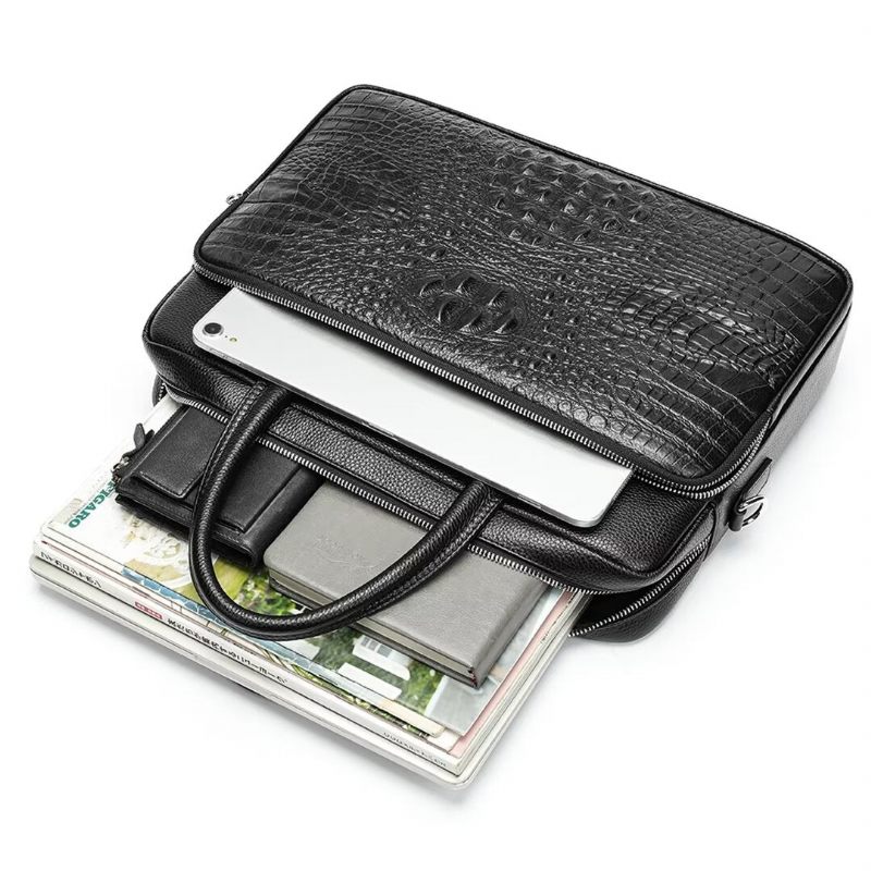 Bolsas Ombro Masculinas Pinnacle Prestige Alligator Tote - Preto