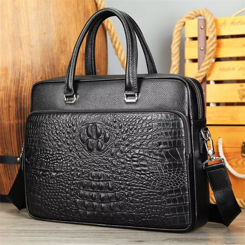 Bolsas Ombro Masculinas Pinnacle Prestige Alligator Tote - Preto