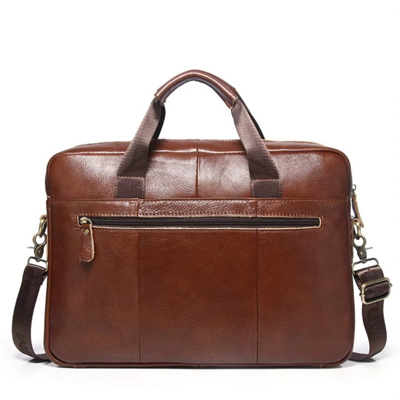 Bolsas Ombro Masculinas Regal Square Leather Portfolio - Castanho Vermelho 