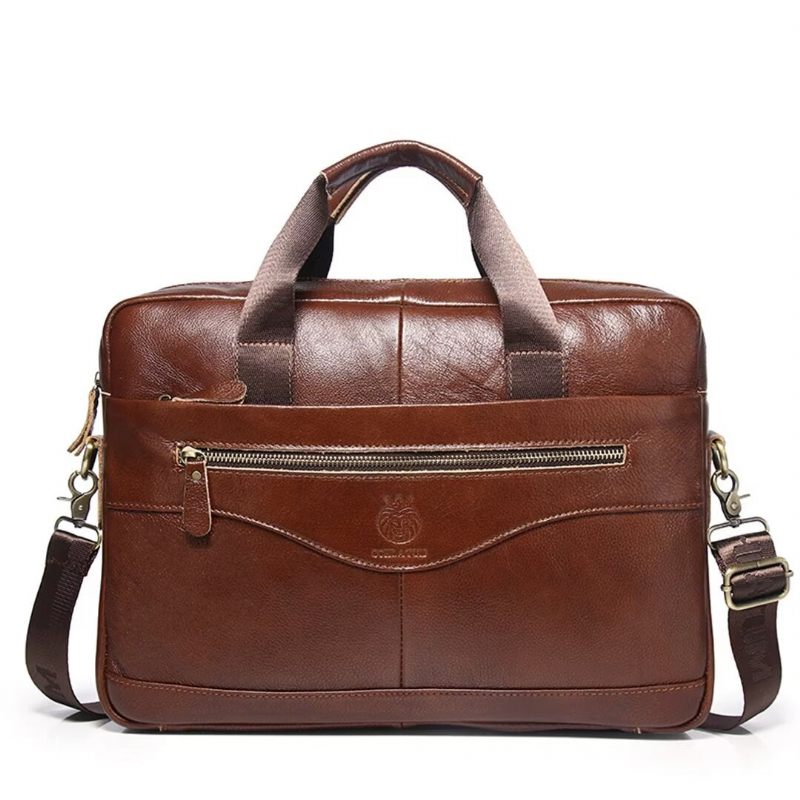 Bolsas Ombro Masculinas Regal Square Leather Portfolio - Castanho Vermelho 