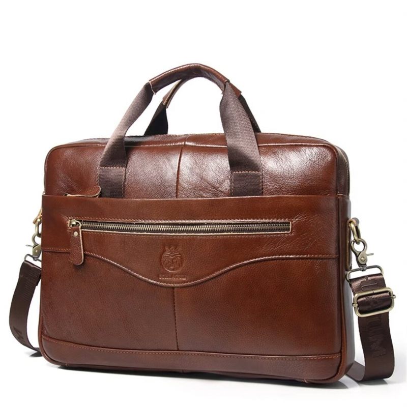 Bolsas Ombro Masculinas Regal Square Leather Portfolio - Castanho Vermelho 