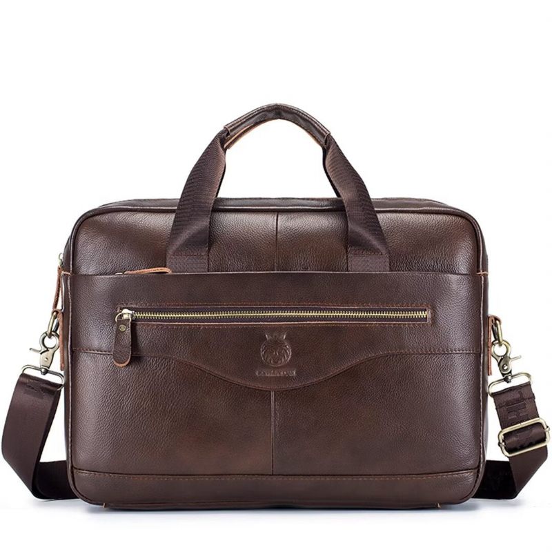 Bolsas Ombro Masculinas Regal Square Leather Portfolio - Castanho Vermelho 