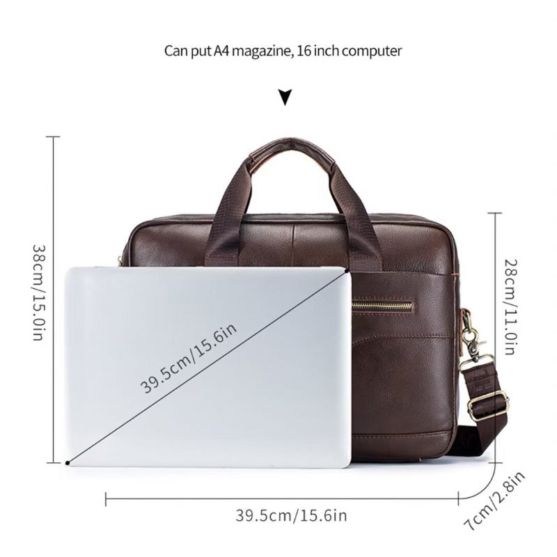 Bolsas Ombro Masculinas Regal Square Leather Portfolio - Castanho Vermelho 