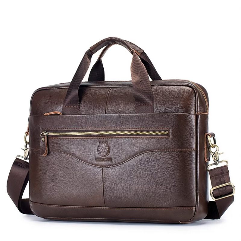 Bolsas Ombro Masculinas Regal Square Leather Portfolio - Castanho Vermelho 