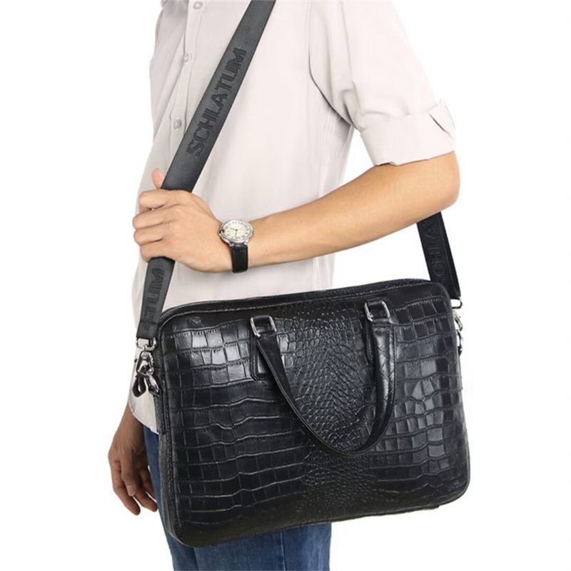 Bolsas Ombro Masculinas Vanguard Leather Square Tote - Preto