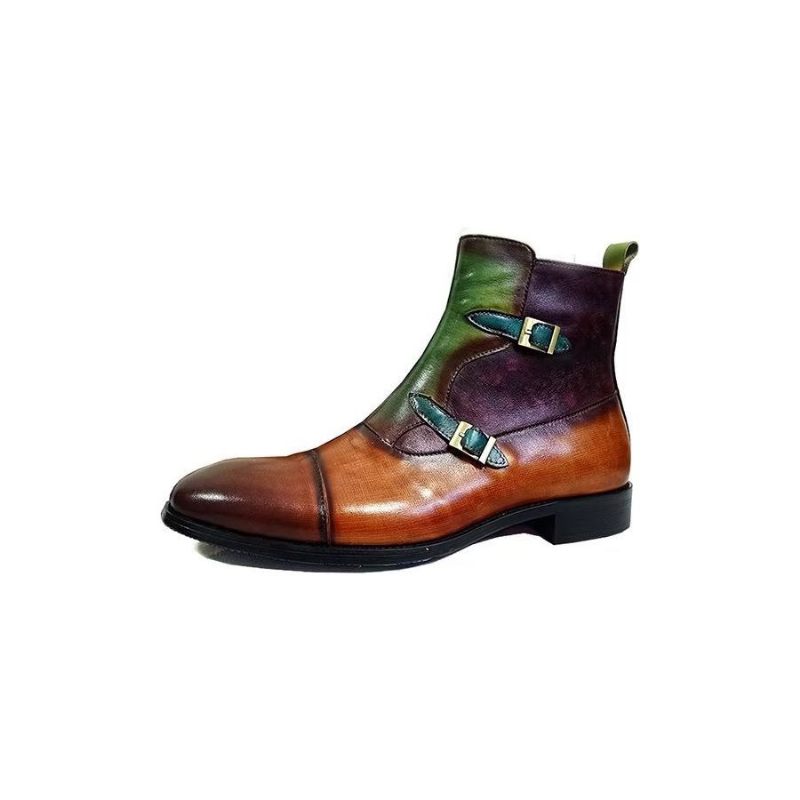 Botas Masculinas Artesanais Com Zíper Para Lazer - Verde