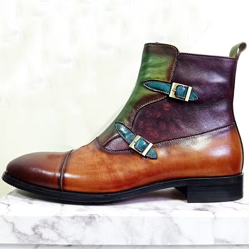 Botas Masculinas Artesanais Com Zíper Para Lazer - Verde