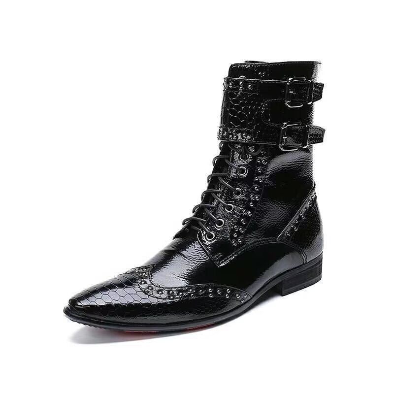 Botas Masculinas Biqueiras Estilo Contemporâneo - Preto