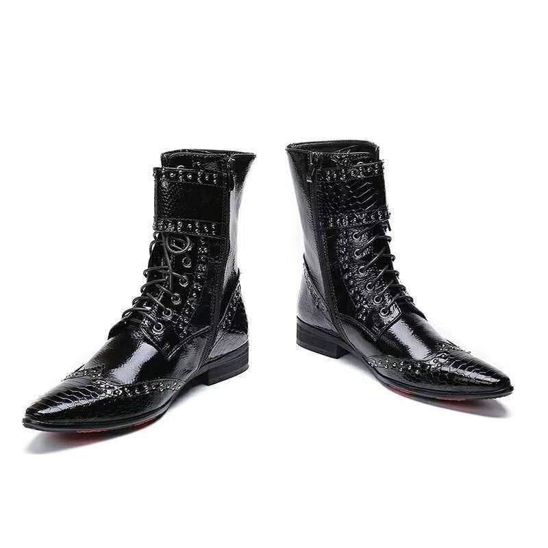 Botas Masculinas Biqueiras Estilo Contemporâneo - Preto