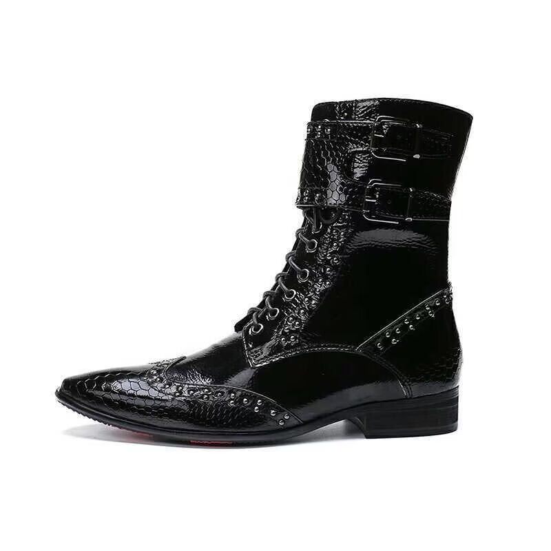 Botas Masculinas Biqueiras Estilo Contemporâneo - Preto