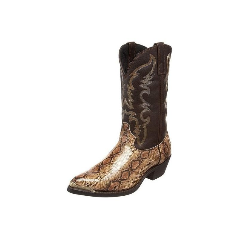 Botas Masculinas Bordadas Exóticas Cowboy Cano Médio Ocidental