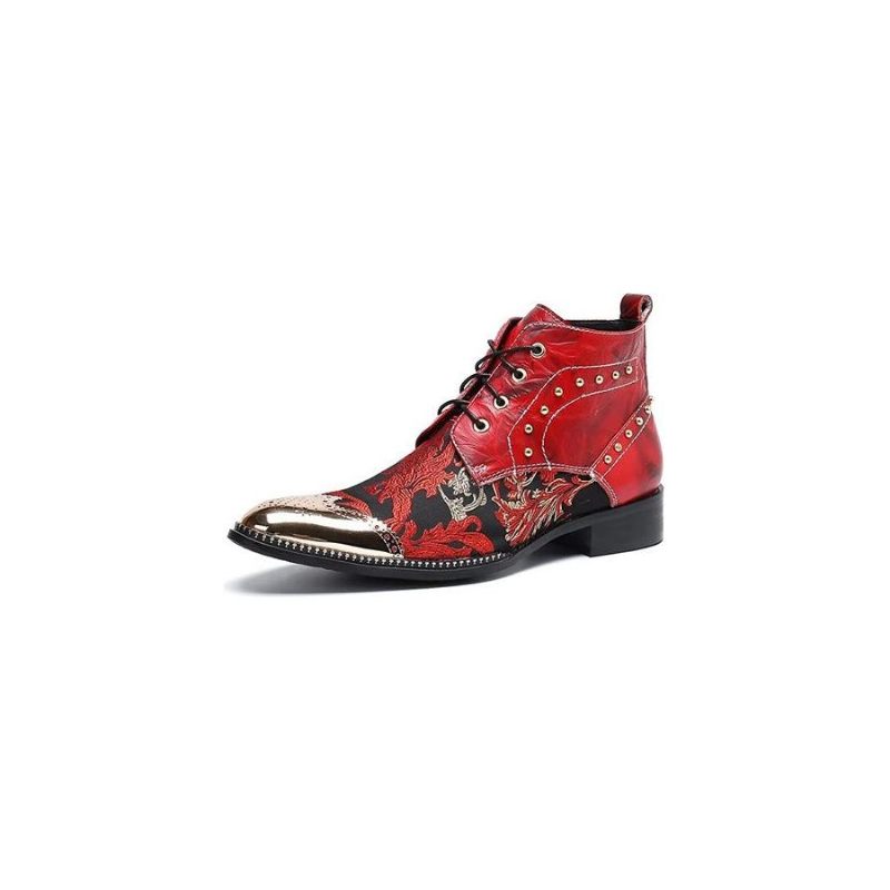 Botas Masculinas Botins Com Relevo - Vermelho