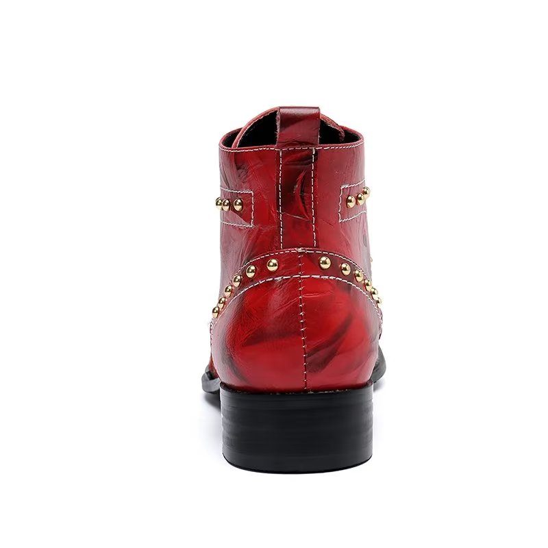 Botas Masculinas Botins Com Relevo - Vermelho