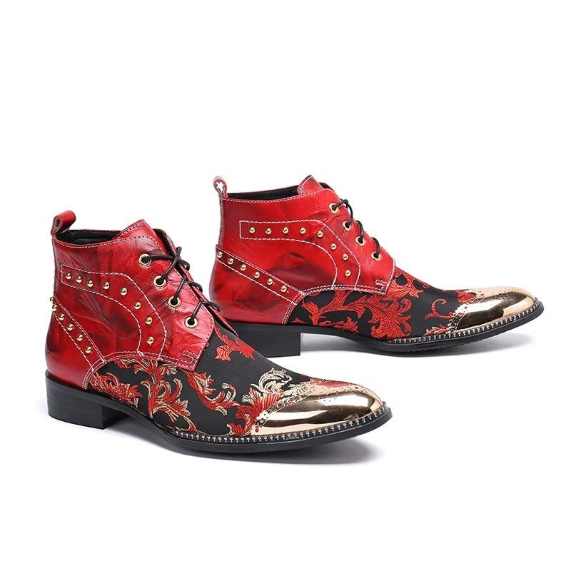 Botas Masculinas Botins Com Relevo - Vermelho