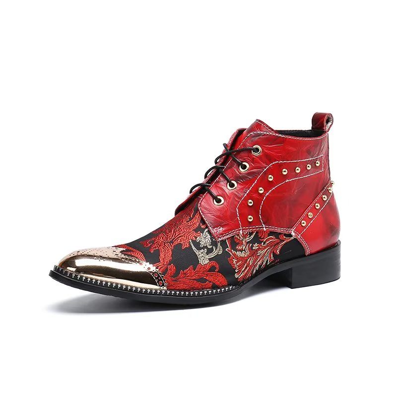 Botas Masculinas Botins Com Relevo - Vermelho