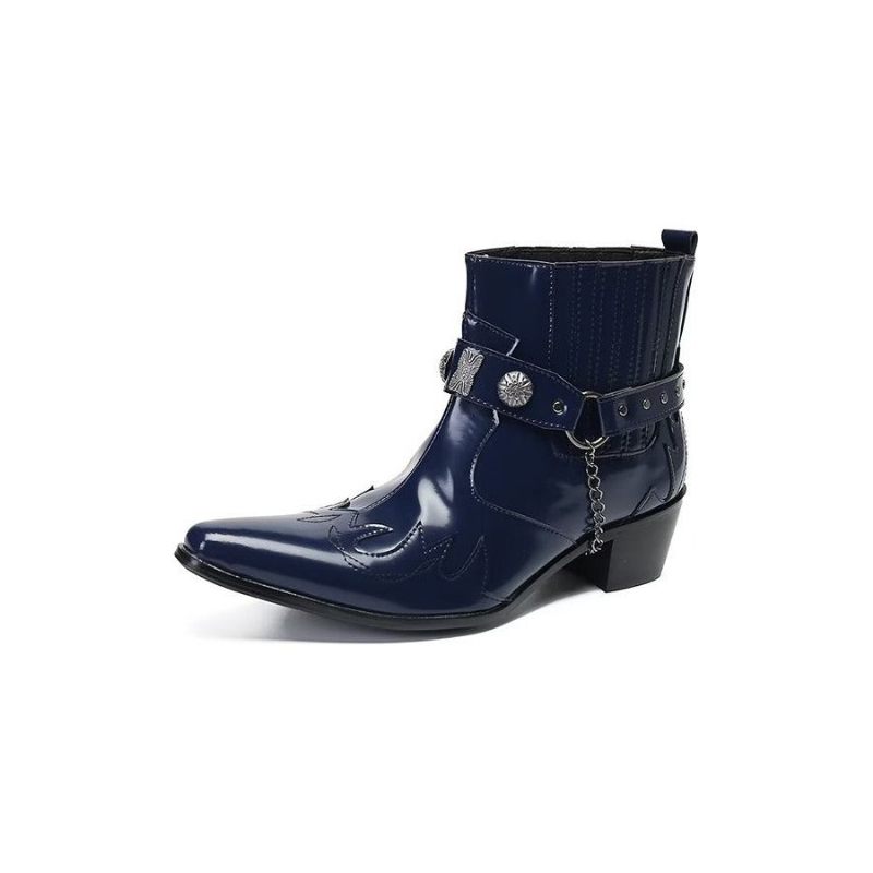 Botas Masculinas Botins Couro Elegância Refinada - Azul