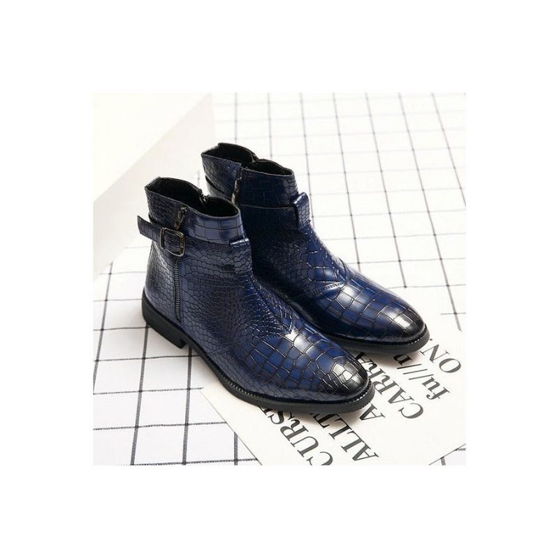 Botas Masculinas British Croc Padrão Com Zíper - Azul