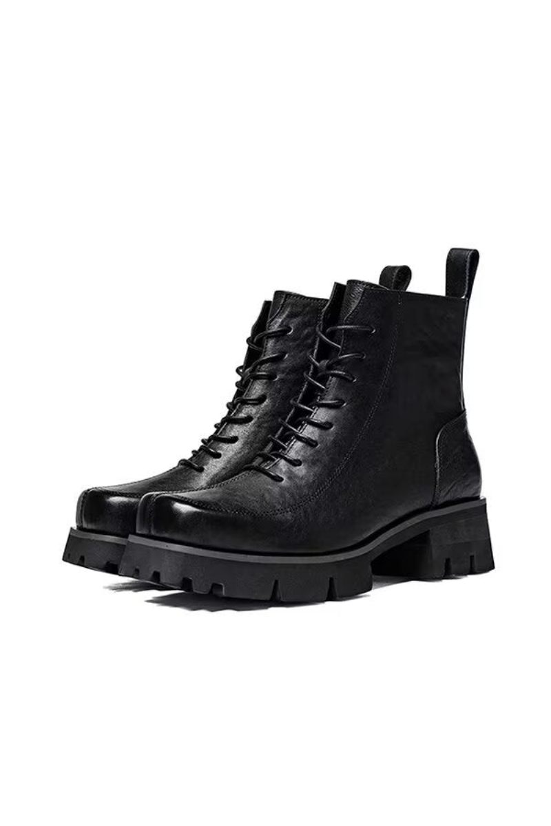 Botas Masculinas Cano Curto Com Bico Quadrado