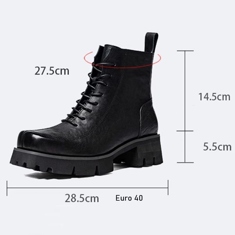 Botas Masculinas Cano Curto Com Bico Quadrado - Preto