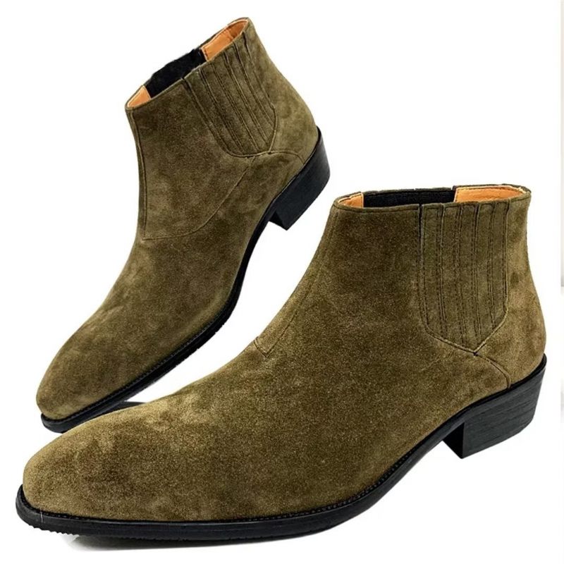 Botas Masculinas Cano Curto Genuínas Com Bico Pontiagudo