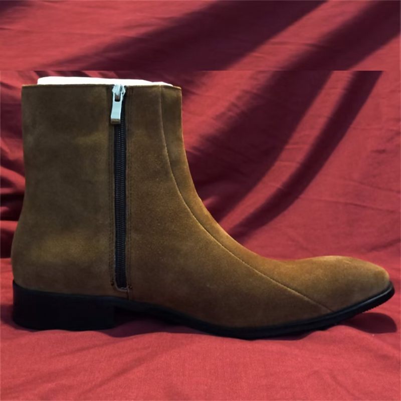 Botas Masculinas Cano Curto Genuínas Com Bico Pontiagudo - Café