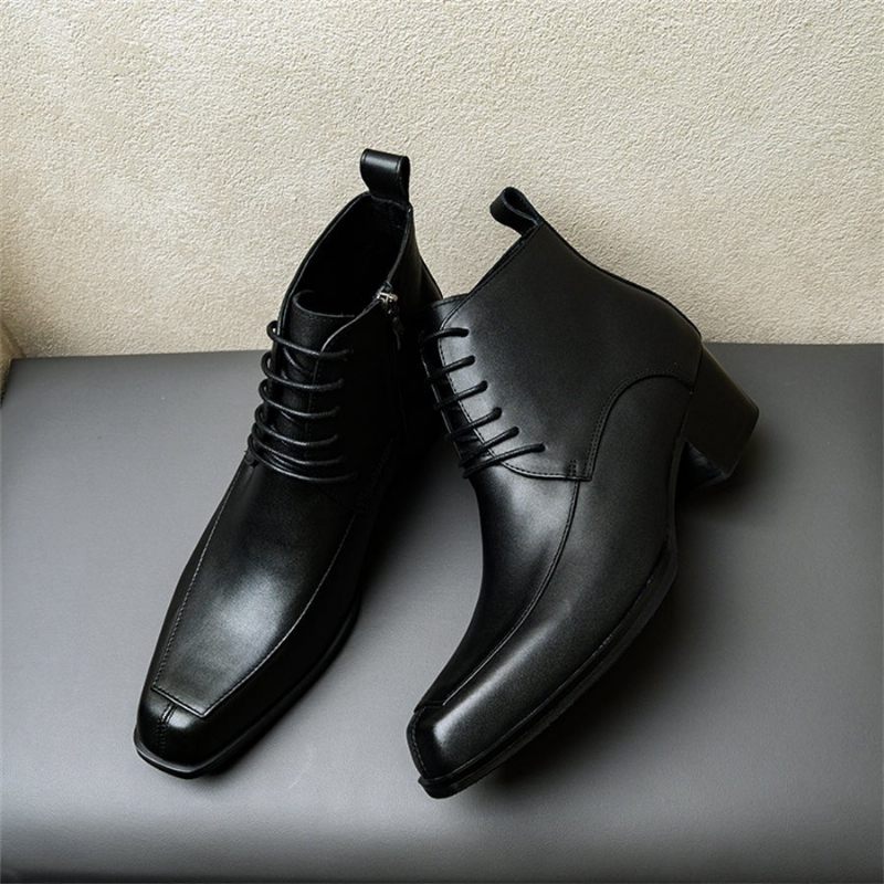 Botas Masculinas Chelsea Com Cadarços - Preto 