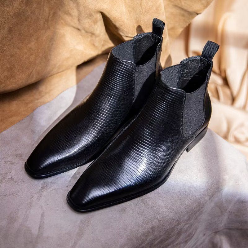 Botas Masculinas Chelsea Com Forro Pele Exótica - Preto