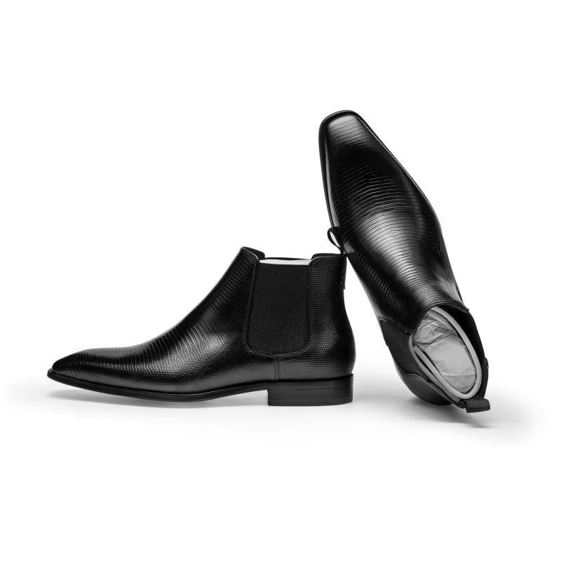 Botas Masculinas Chelsea Com Forro Pele Exótica - Preto