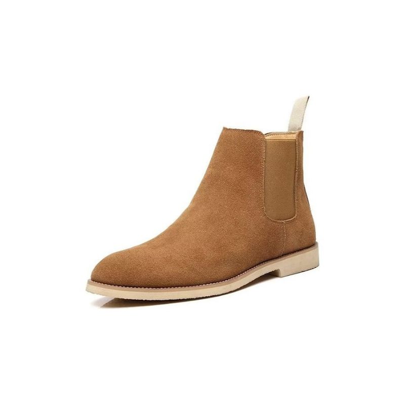 Botas Masculinas Chic Rome Com Relevo Pontiagudo Chelsea - Marrom