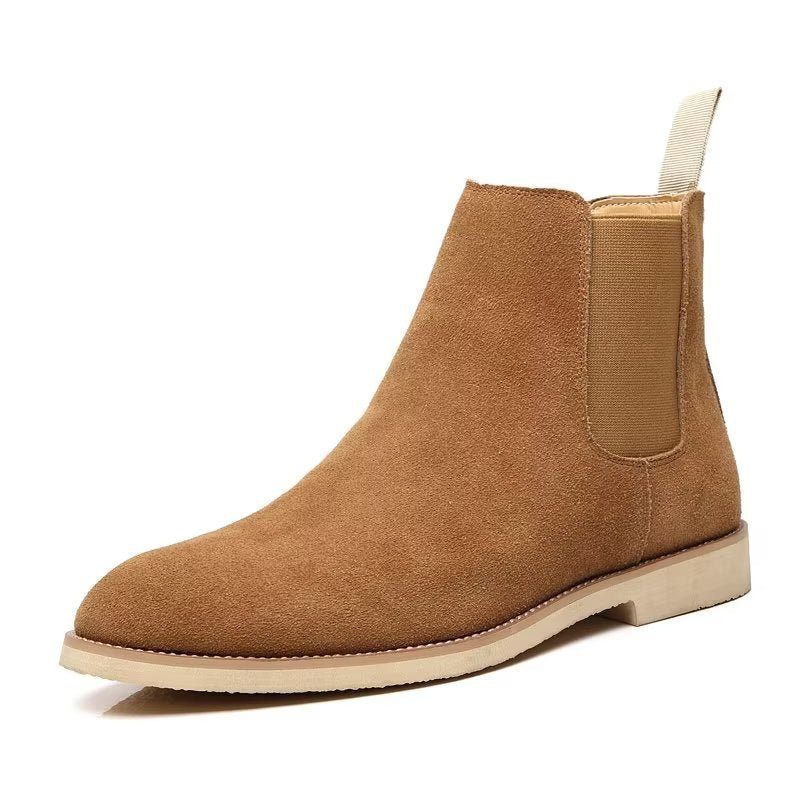 Botas Masculinas Chic Rome Com Relevo Pontiagudo Chelsea - Marrom