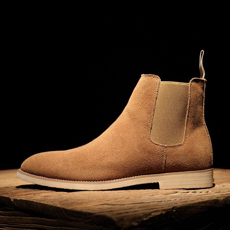 Botas Masculinas Chic Rome Com Relevo Pontiagudo Chelsea - Marrom