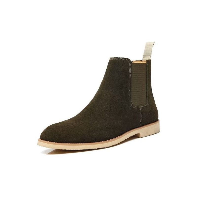 Botas Masculinas Chic Rome Com Relevo Pontiagudo Chelsea - Verde