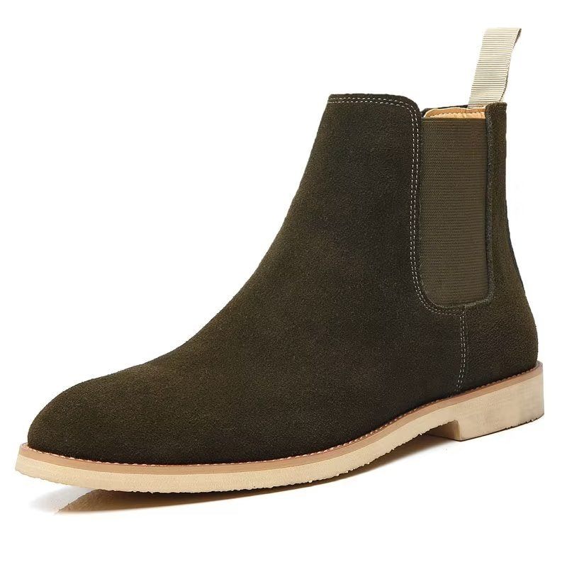 Botas Masculinas Chic Rome Com Relevo Pontiagudo Chelsea - Verde