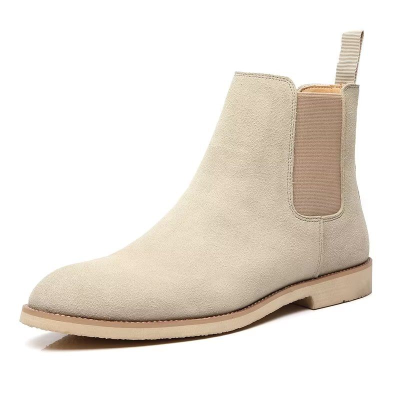 Botas Masculinas Chic Rome Com Relevo Pontiagudo Chelsea - Bege