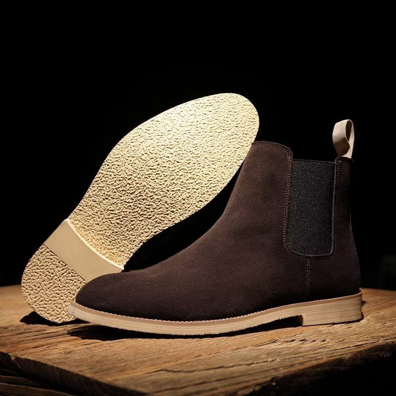 Botas Masculinas Chic Rome Com Relevo Pontiagudo Chelsea - Café