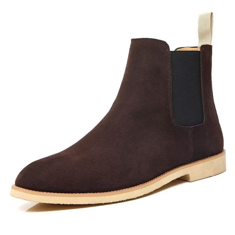 Botas Masculinas Chic Rome Com Relevo Pontiagudo Chelsea - Café