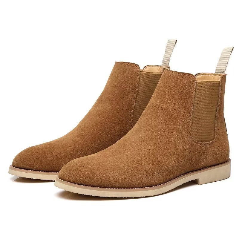 Botas Masculinas Chic Rome Com Relevo Pontiagudo Chelsea - Marrom