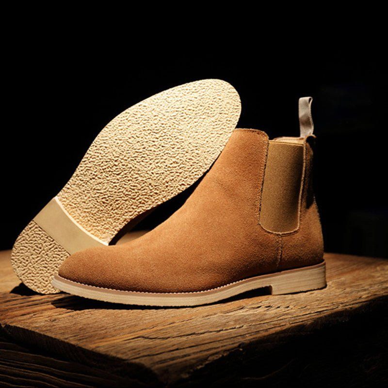 Botas Masculinas Chic Rome Com Relevo Pontiagudo Chelsea - Marrom