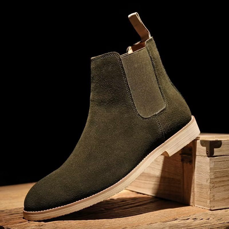 Botas Masculinas Chic Rome Com Relevo Pontiagudo Chelsea - Verde