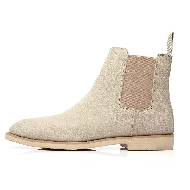 Botas Masculinas Chic Rome Com Relevo Pontiagudo Chelsea - Bege