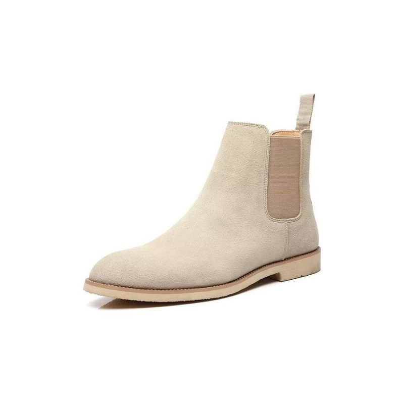 Botas Masculinas Chic Rome Com Relevo Pontiagudo Chelsea - Bege