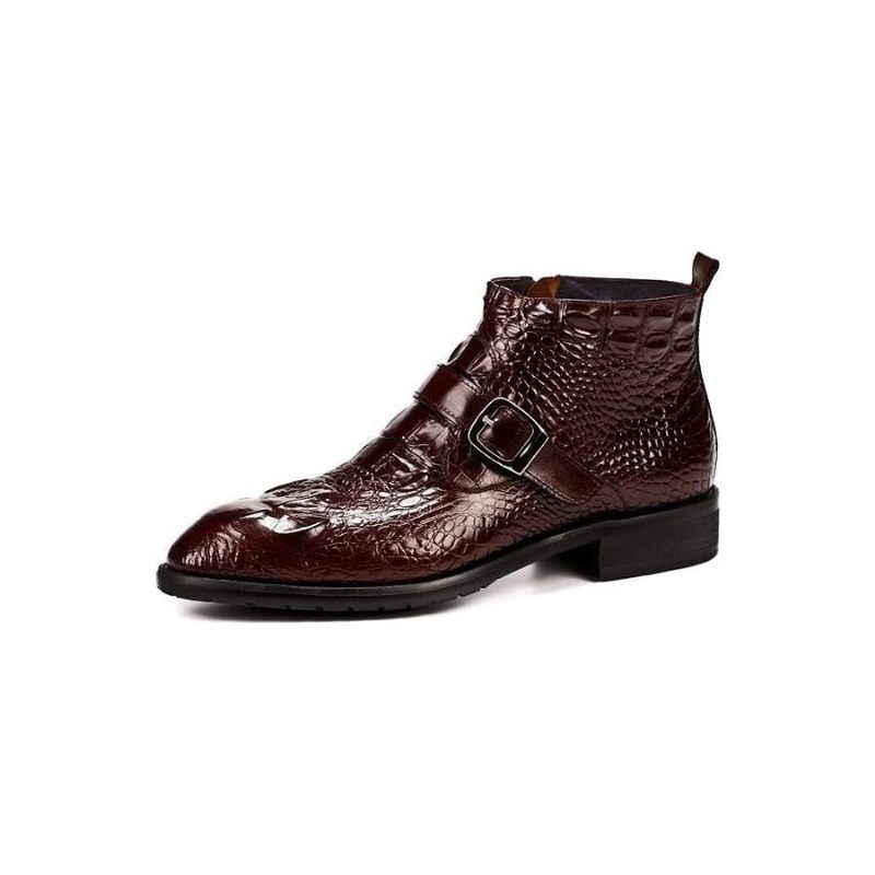 Botas Masculinas Chiques Com Alça Jacaré - Vermelho