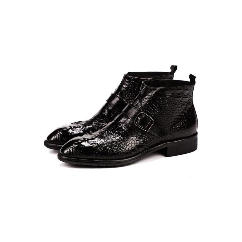 Botas Masculinas Chiques Com Alça Jacaré - Preto