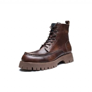 Botas Masculinas Chiques Com Bico Redondo E Cadarço