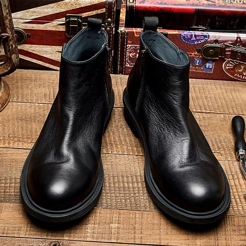 Botas Masculinas Chiques Com Cadarço - Preto